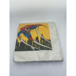 Vintage Amscan SUPERMAN Luncheon Napkins Package of 16 13x13 SEALED